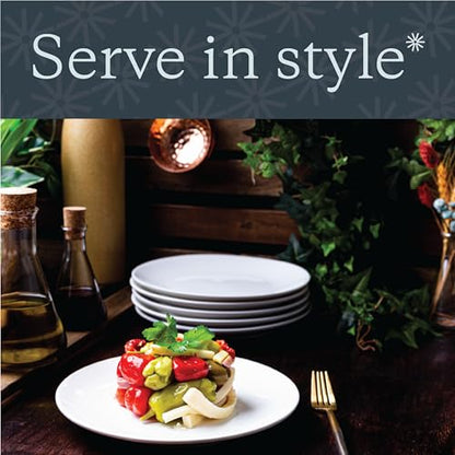 Vikko Appetizer Plates, Set of 4 White Ceramic Plates, Salad Plates Set, Stackable 8 Inch Round Plates, Dishwasher Safe, Bead and Butter Plates, Durable Plates for All Occasions - size: 8" Salad Plate
