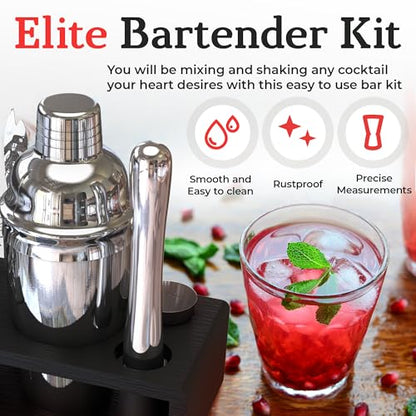 Highball & Chaser Cocktail Shaker Set: Bartender Kit for Home Bar Mixology Cocktail Bar Set Plus E-Book with 30 Recipes (Silver) - color: Silver