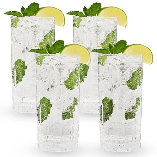 Spiegelau Perfect Serve Longdrink Glass Set of 4 - Highball Cocktail Glasses European-Made Crystal, Dishwasher Safe, Professional Quality Cocktail Glass Gift Set - 12.3 oz - style: Longdrink