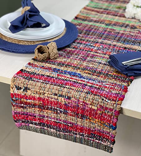 Eco Friendly Rainbow Multi Chindi Colorful Table Runner. Size: 13''x90'', Multi Color - color: Multi Color, size: 13x90 Inch.