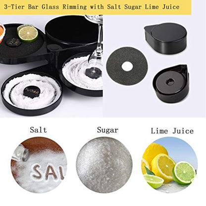 1 Pack 3 Tier Bar Glass Rimmer for Margarita and Cocktail, Bartender Tool,Salt Box Spice Container - size: Margarita Salt Rimmer-Plastic*1