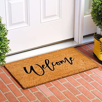Calloway Mills Cursive Welcome Doormat (Tan/Black, 17" x 29") - color: Black, size: 1'5" x 2'5" (Rectangular)
