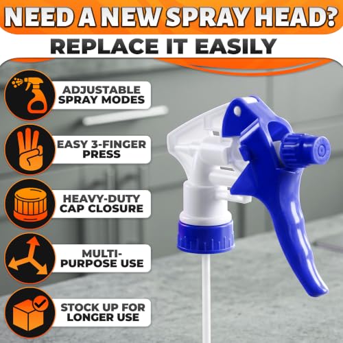 Spray Bottle Nozzle Replacement 12 Pack, Fits 8-32oz Bottles (Blue) | Replacement Trigger Sprayer Heads for Bottles; Fits 28-400 Thread, Trim-to-Fit Tube; for Cleaning, Garden & Pet Carefor - color: 12 Pcs Blue