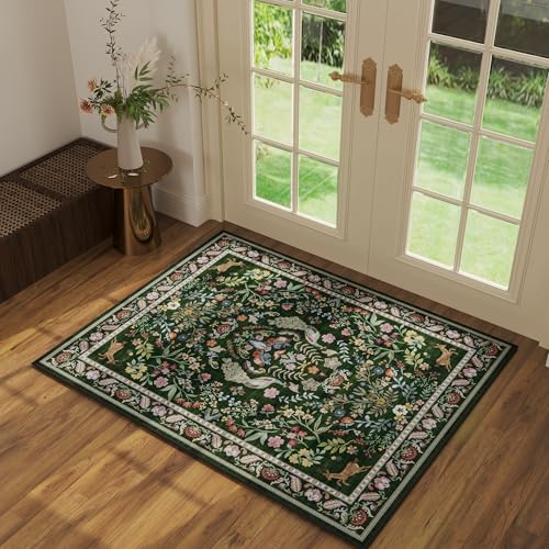 Entryway Rug 2x3 Rug Door Mat Indoor Entrance Washable Rug Small Non-Slip Low Pile Throw Rugs for Entryway, Kitchen, Front Door Indoor Entrance, Entry (Emerald Green) - color: Emerald Green, size: 2' x 3' (Rectangular)