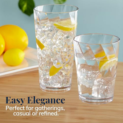 US Acrylic Optix Plastic Reusable Drinking Glasses (Set of 16) 14oz Rocks & 20oz Water Cups in Clear | BPA-Free Tumblers, Made in USA | Top-Rack Dishwasher Safe - size: 14 ounces/20 ounces