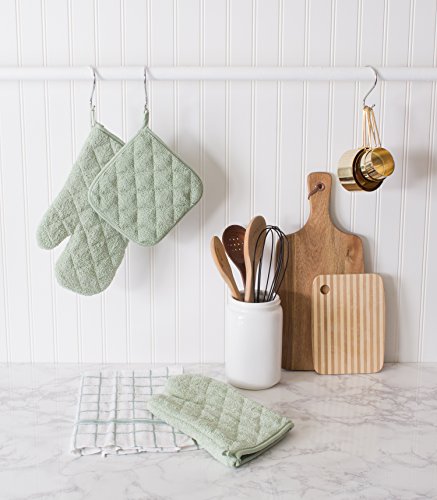 DII Basic Terry Collection 100% Cotton Quilted, Oven Mitt, Mint, 2 Piece - color: Mint, size: Oven Mitt