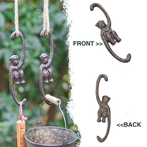 Sungmor Cast Iron Plant Hangers, 2PC 7.9 Inches Monkey Hooks | Large S Planter Hanger, Ceiling Extender Hooks for Hanging Plants, Flower Basket, Plant Pot, Macrame Plant Holder, Lantern - color: Monkey Hooks - 2pcs