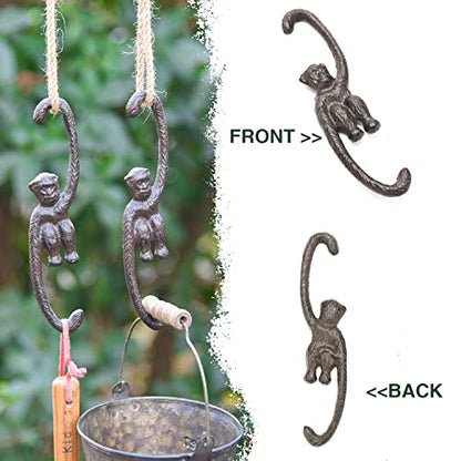 Sungmor Cast Iron Plant Hangers, 2PC 7.9 Inches Monkey Hooks | Large S Planter Hanger, Ceiling Extender Hooks for Hanging Plants, Flower Basket, Plant Pot, Macrame Plant Holder, Lantern - color: Monkey Hooks - 2pcs