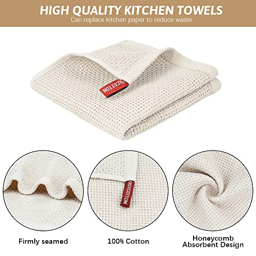 Niallant 12 Pack Cotton Kitchen Towels, Soft & Absorbent Dish Rags, 12x12 Inch - color: Beige, size: 12 x 12 - 12 Pack