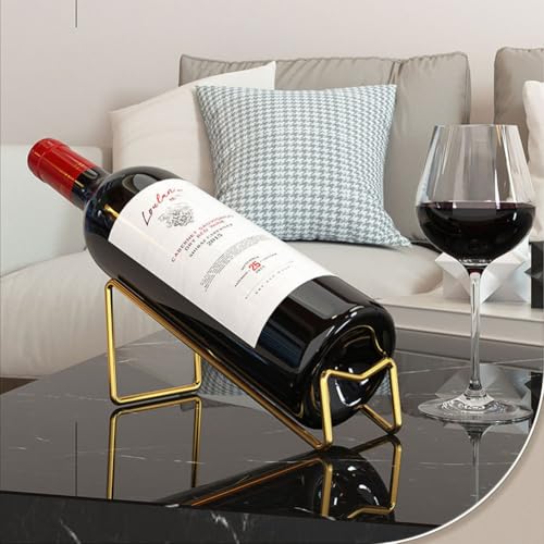 Metal Wine Rack Freestanding -Tabletop Wine Rack Holder - Countertop Wine Bottle Holder - Geometric Design for Table Top Wine Bottle Storage Rack,Perfect Wine Holder Stand (Golden) - color: Golden, size: 1