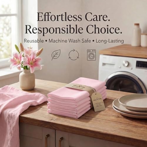 Urban Villa Cloth Napkins Cotton 20x20 (Set of 12) Pink - color: 013 Pink, size: 20" x 20" (Set of 12)