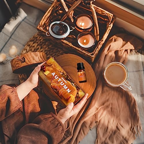 ARVIDSSON Autumn Fragrance Oil Set, Fall Essential Oils for Diffuser | Pumpkin Spice, Cinnamon, Spiced Cider, Snickerdoodle, Autumn Wreath, Pine, Cozy Aromatherapy Oils Gift, 6x10ml - color: Orange
