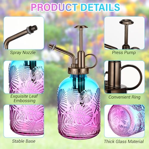 Sliner 6 Pack Glass Plant Mister Spray Bottles 7.7" Tall Glass Water Spray Bottle 12.2 oz Hand Pump Sprayer Fine Mist Watering Can with One Hand Top Pump for Indoor & Outdoor Houseplants (Bronze) - color: Bronze