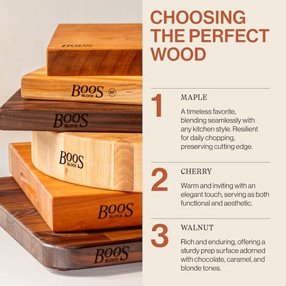John Boos Chop-N-Slice Series Rectangular Maple Cutting Board, 20" x 14" x 1.25", 10 lb – Reversible Edge-Grain Butcher Block with Finger Grips, Made in the USA - size: 20"L x 14"W