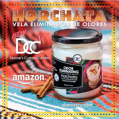 Horchata Odor Eliminating Highly Fragranced Candle - Eliminates 95% of Pet, Smoke, Food, and Other Smells Quickly - Up to 80 Hour Burn time - 12 Ounce Premium Soy Blend - color: Horchata
