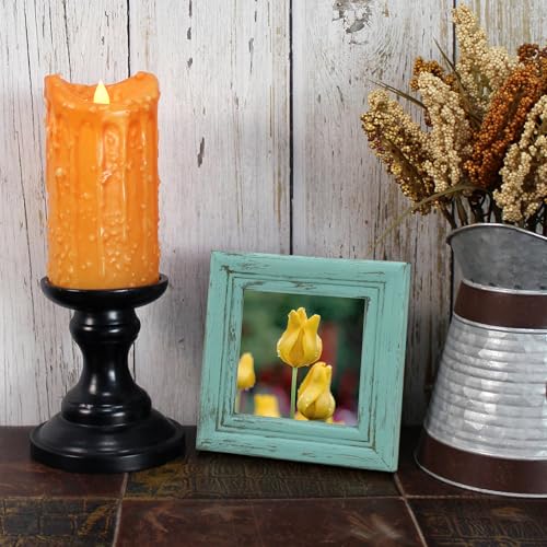 4x4 Picture Frame Made of Solid Wood High Definition Glass Rustic Antique Designs Small Photo Frame for Tabletop Display and Wall Mounting, Distress Blue - color: Distress Blue B, size: 4" X 4"