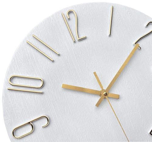 AIRUIFU Wall Clock 12 Inch Silent Non-Ticking Modern Clocks Battery Operated - Analog Small Classic for Office, Home, Bathroom, Kitchen, Bedroom, School, Living Room (White) - color: White