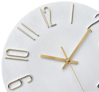 AIRUIFU Wall Clock 12 Inch Silent Non-Ticking Modern Clocks Battery Operated - Analog Small Classic for Office, Home, Bathroom, Kitchen, Bedroom, School, Living Room (White) - color: White