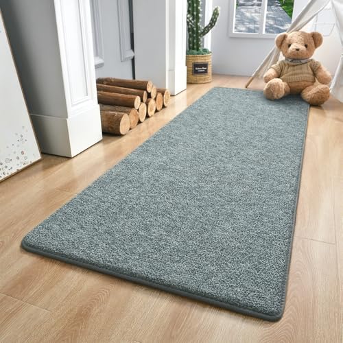 Keeko 2x6 Area Rugs for Living Room,Soft Washable Memory Foam Bedroom Rug | Indoor Throw Rug Low Pile Minimalist Non Slip Carpet for Kids Nursery Classroom Dorm Room Home Decor Grey-green and White - color: Grey-green, size: 2' X 6' (Rectangular)