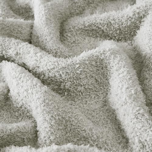 Super Soft Knit Throw Blanket Twin Size Light Grey-Lightweight Plush Fuzzy Fluffy Warm Cozy Blankets and Throws for Sofa Bed All Season Use, 60x80 inches - color: Light Grey, size: Twin(60"x80")