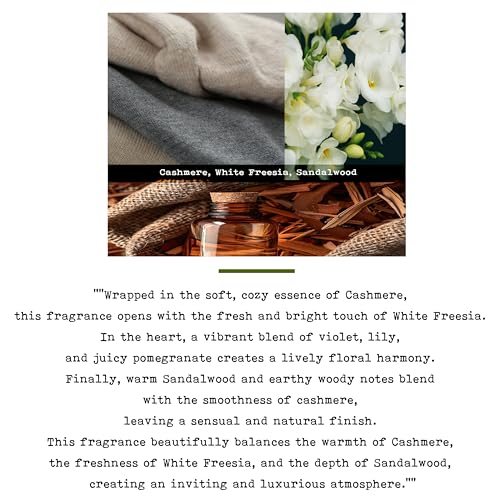 100% Soy, Highly Scented, Hand Poured Soy Candle (Cashmere, White Freesia, Sandalwood (Wooden Wick)) - style: Cashmere, White Freesia, Sandalwood (Wooden Wick)