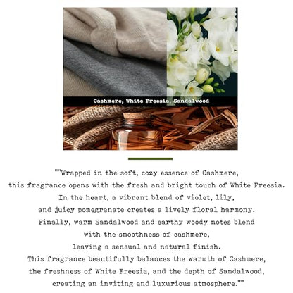100% Soy, Highly Scented, Hand Poured Soy Candle (Cashmere, White Freesia, Sandalwood (Wooden Wick)) - style: Cashmere, White Freesia, Sandalwood (Wooden Wick)