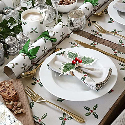 wonlex Farmhouse Napkin Ring Buckle Set of 12, Natural Rustic Serviette Buckles Holder for Table Decoration, Wedding, Thanksgiving Day,Christmas(Holly) - style: Holly