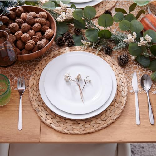 YANGQIHOME 6 Pack, Round Woven Placemats, Natural Water Hyacinth Wicker Place mats, Braided Straw Table Mats, Charger Plates for Dining Table, Fall, Thanksgiving, Christmas (11.8 inch) - size: 11.8 inch (Set of 6)