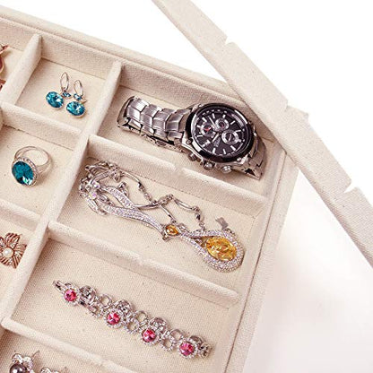 Oirlv Stackable Jewelry Tray,Linen Rings Earrings Organizer for Drawer | Solve Clutter Issues in Drawers or Jewelry Collections, Attractive,High-end and Long-lasting,Display Jewelry Professionally - size: 24 Grids