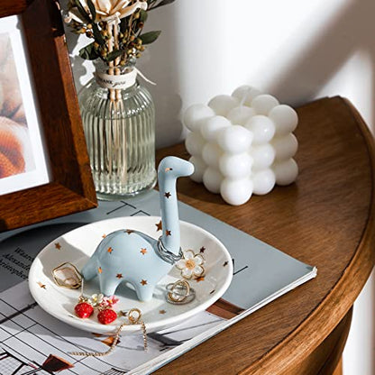 PUDDING CABIN Dinosaur Ring Holder for Jewelry, Gifts for Women Girls Birthday Wedding Graduation Valentines Bday Gift, Jewelry Dish Tray for Rings Bracelets Necklace Organizer - style: Dinosaur