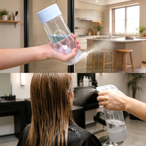 360° Glass Spray Bottles 16 oz for Hair Cleaning with Silicone Sleeve | 2 Pack Amber Refillable Containers with Adjustable Spray Nozzles, Empty Spray Bottles for Plant, Clear