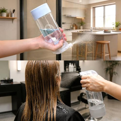 360° Glass Spray Bottles 16 oz for Hair Cleaning with Silicone Sleeve | 2 Pack Amber Refillable Containers with Adjustable Spray Nozzles, Empty Spray Bottles for Plant, Clear