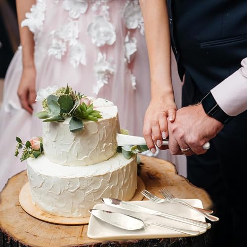 Wedding Cake Cutting Set, Champagne Flutes Wedding Registry Must Haves | Cake Cutting Set for Wedding, Wedding Cake Knife and Server Set & Mr and Mrs Champagne Flutes for Bridal Showr Gifts - color: MR & MRS Silver