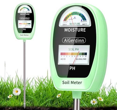Soil Test Kit, 2-in-1 Soil Moisture Meter, Soil pH Meter -Dual Dial-Simultaneously-Display Results-Soil pH Tester, Moisture Meter for Garden,Lawn,Farm Indoor&Outdoor Plants-Teargreen - color: Teagreen