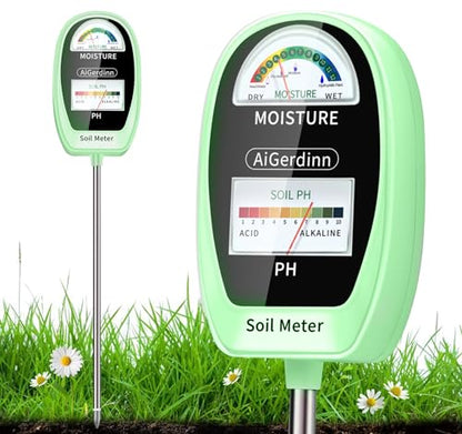 Soil Test Kit, 2-in-1 Soil Moisture Meter, Soil pH Meter -Dual Dial-Simultaneously-Display Results-Soil pH Tester, Moisture Meter for Garden,Lawn,Farm Indoor&Outdoor Plants-Teargreen - color: Teagreen