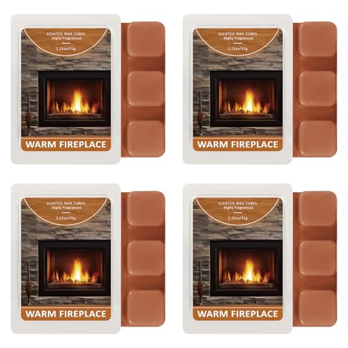 SCENTORINI Wax Melts, Warm Fireplace Scented Wax Cubes, 4 Pack | Fall Scent, Natural Soy Cubes for Candle Making, Wax Warmer, Home Christmas Decoration - size: Warm Fireplace - 4 Pack