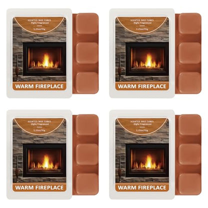 SCENTORINI Wax Melts, Warm Fireplace Scented Wax Cubes, 4 Pack | Fall Scent, Natural Soy Cubes for Candle Making, Wax Warmer, Home Christmas Decoration - size: Warm Fireplace - 4 Pack