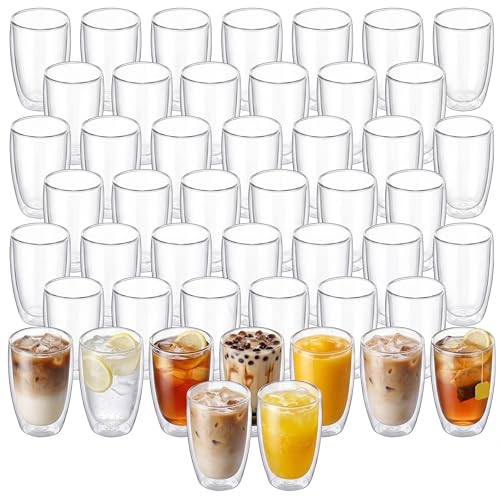 MESNEY 17 oz Double Wall Glass Coffee Mugs, Bulk Set of 48 | Insulated Double Wall, Clear Borosilicate Glass, 17 oz Capacity, Stackable 48 Pack, For Cafes & Restaurants - size: 17 Ounces 48 pieces