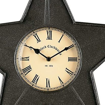 Park Designs Black Star Metal Wall Clock 16" | Metal | Unique Star-Shaped Design | Sleek Black Finish | Farmhouse Wall Decor Accent