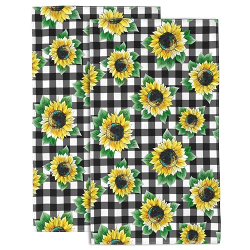 Sunflowers Hand Towel Set,Vintage Sunflowers Yellow Floral Hand Towels for Bathroom 2 Pack Soft Absorbent Decorative Dish Towel for Kitchen Sports Gym Yoga Home Decor 14 x 28 in - color: Sunflowers
