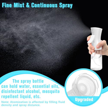 Spray Bottle For Hair,Continuous Water Mister for Hairstyling, Salons, Cleaning, Plants,Essential Oil Scents,Ultra Fine Mist Sprayer,6.8 OZ /200 ML-White(Christmas Gifts) - color: Bright White