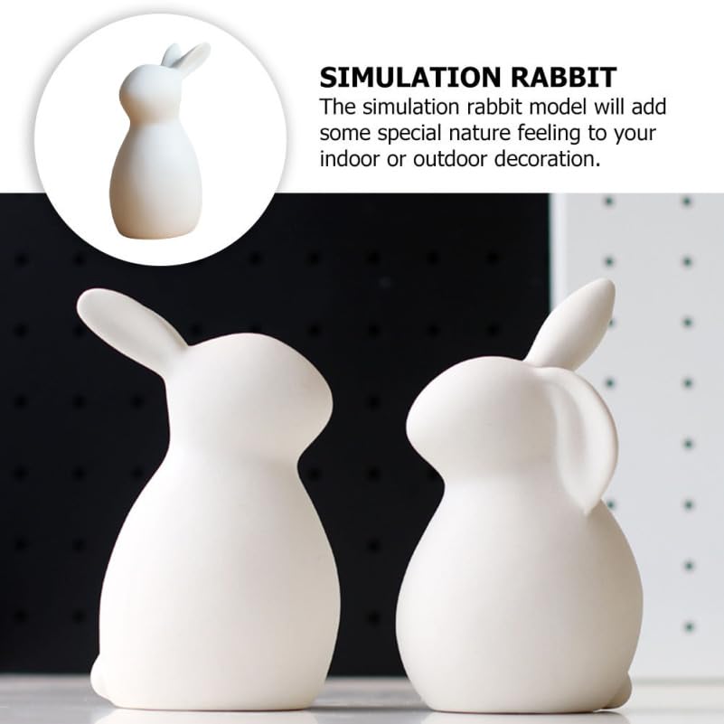 Abaodam 2Pcs Ceramic Bunny Figurines White Rabbit Home Decor Easter Decor | Ceramic White Rabbit for Christmas, Thanksgiving, Easter Couple Rabbits, Porcelain Modern Art Home Decoration, Wedding Crafts