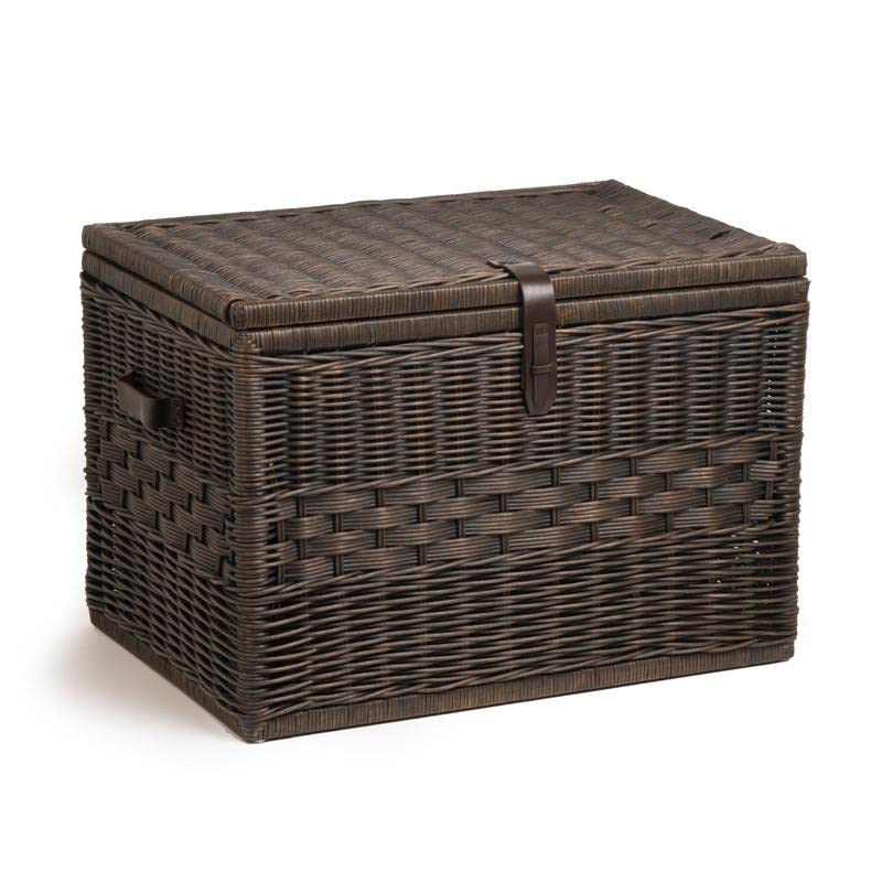 The Basket Lady Deep Wicker Storage Trunk, XL, Walnut Brown | Outside: 30" L x 21" W x 20.5" H | Inside: 28”L x 19”W x 18.5”H - Handcrafted by artisans from natural rattan - color: Antique Walnut Brown, size: XL