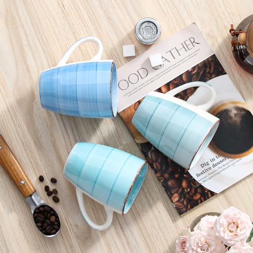 vancasso Bonita 16 Oz Large Coffee Mugs Set of 6, Ceramic Coffee Cups for Cappuccino, Latte, Tea, Cocoa, Blue - color: Blue, size: 16oz