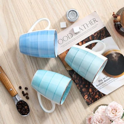 vancasso Bonita 16 Oz Large Coffee Mugs Set of 6, Ceramic Coffee Cups for Cappuccino, Latte, Tea, Cocoa, Blue - color: Blue, size: 16oz