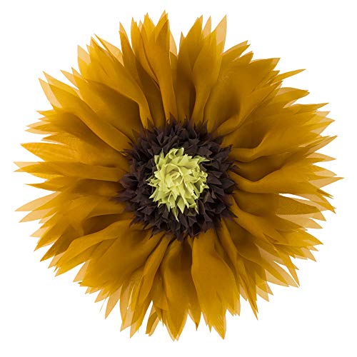 3D Sunflower Decorative Throw Pillow for Bed Sofa Couch Car Handmade Round Flower Pillow with Insert Accent Floral Satin Cushion Bedroom Living Room Farmhouse Home Decor 12Inch Mustard Yellow - color: Ginger Yellow