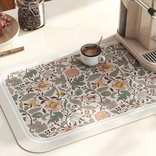 Vinyl Waterproof Placemats Set of 6 Rectangular,12"*17"-Hazel B | Wipeable Beautiful Print Place Mats,Stain Resistant,Heat Resistant,Everyday Meals,Kitchen,Dinning,Holiday,Decor - color: Hazel B