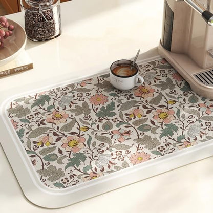 Vinyl Waterproof Placemats Set of 6 Rectangular,12"*17"-Hazel B | Wipeable Beautiful Print Place Mats,Stain Resistant,Heat Resistant,Everyday Meals,Kitchen,Dinning,Holiday,Decor - color: Hazel B
