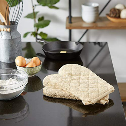 DII Basic Terry Collection 100% Cotton Quilted, Oven Mitt, Pebble, 2 Piece - color: Pebble, size: Oven Mitt