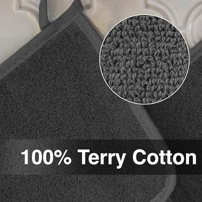 RITZ Terry Potholder & Hot Pad: Unparalleled Heat Resistant, Durable 100% Cotton – Ergonomically Designed for Optimal Grip – Easy-Care Machine Washable – 4-Pack, Graphite - color: Graphite, size: 4-Pack
